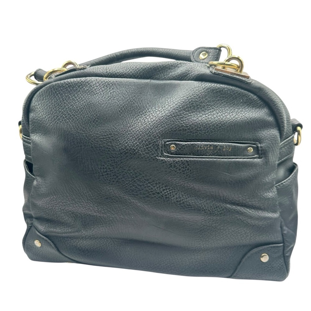 Olivia + Joy Black Faux Leather Satchel Handbag, Polyurethane, Medium - Picture 5 of 17